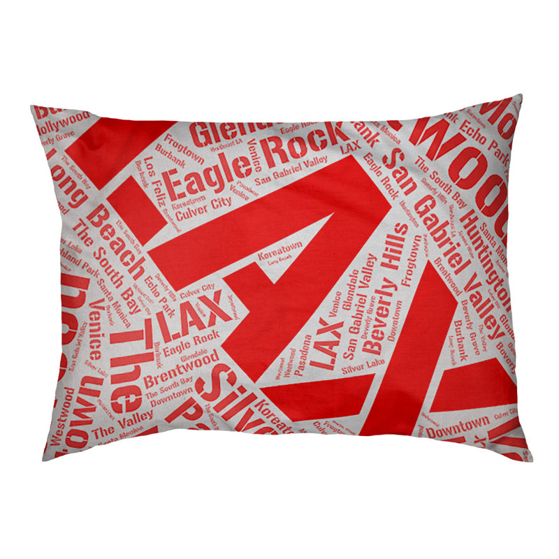 Coussin de chien « districts », Moyen (H 9,5 po x l 28 po x P 18 po), Rouge, Los Angeles