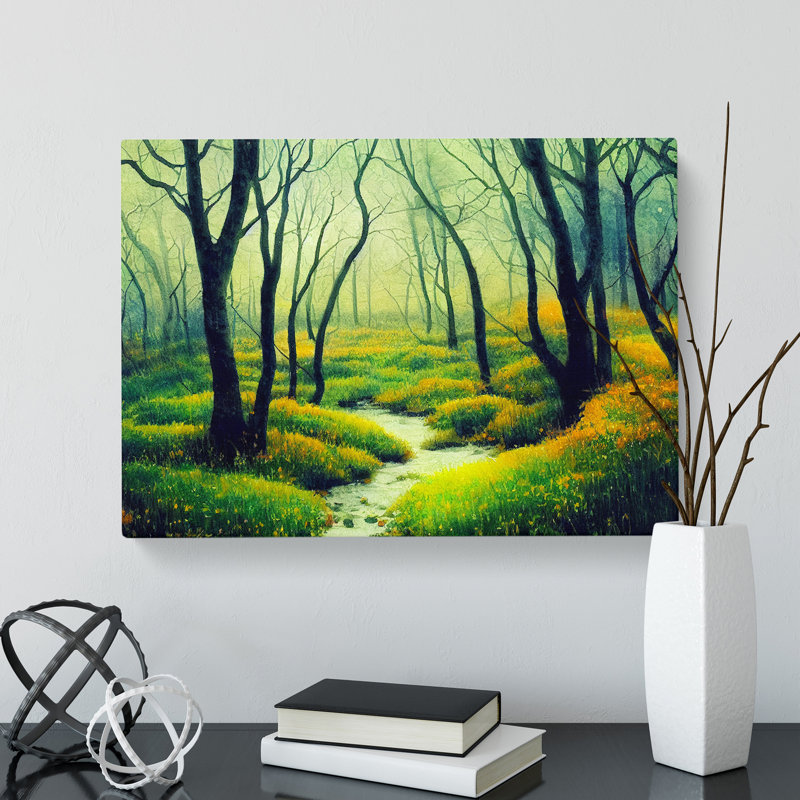 Spring Forest In Watercolour Vol.5 - Wrapped Canvas Print, 35cm H x 50cm W x 3cm D