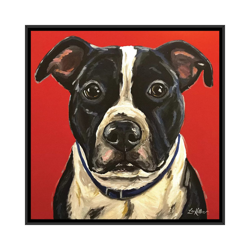 «Pit Bull» par Hippie Hound Studios, impression sur toile tendue, H 18 po x l 18 po x P 1,5 po, Toile avec cadre noir