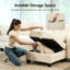 Canapé convertible surdimensionné en L en chenille compressible avec rangement, beige