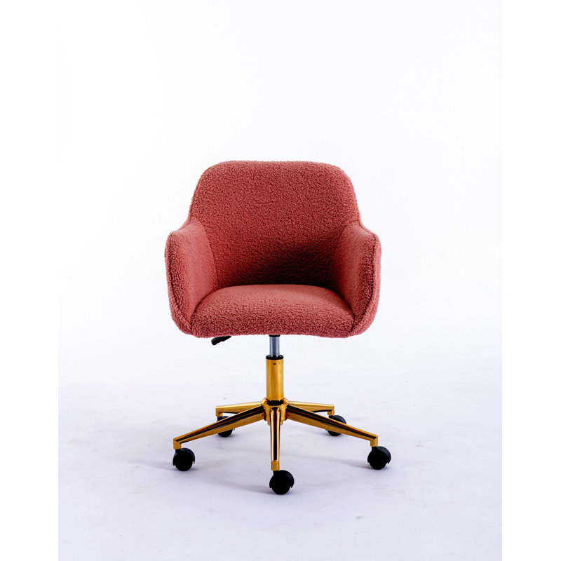 Lekayla Office Chair, Dark Pink Teddy