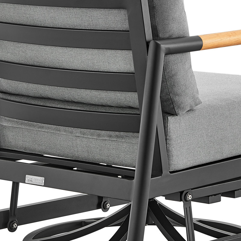Chaise longue d'extérieur pivotante et pivotante en aluminium et bois de teck avec coussins