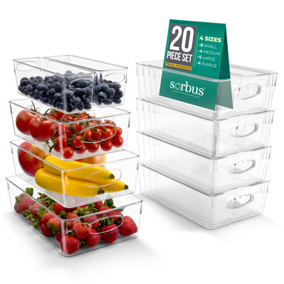Ensemble de 20 bacs de rangement en plastique transparent Sorbus Variet