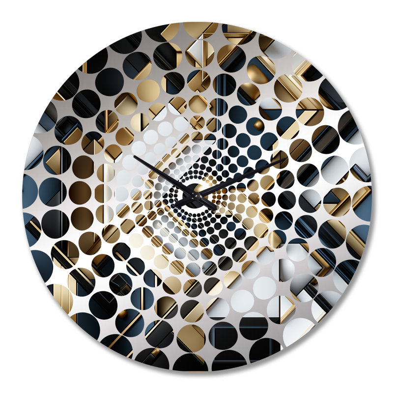 Horloge murale géométrique noire et dorée - Perspectives rétro, Grand