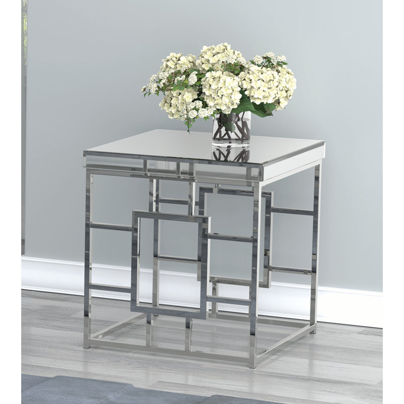 Sheraden Mirrored Glass Top End Table
