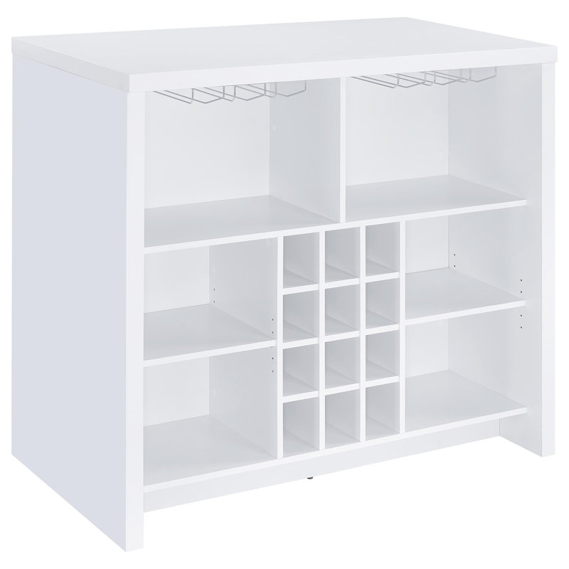 White Engineered Wood Freestanding Home Bar