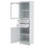 63" Tall White MDF Bathroom Storage Cabinet, Free-Standing, Glass Doors, Two Drawers, Adjustable Shelves | Gift Idea