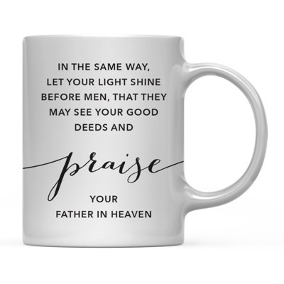 Bible moderne chrétienne noire versets 11 oz. Cadeau de tasse à café, Matthew 5: 16: «Let Your Light Shine devant les hommes, afin qu'ils puissent voir vos bonnes œuvres et féliciter votre père au ciel», paquet de 1