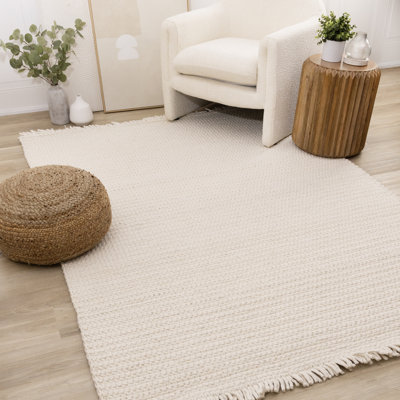 Tapis crème en laine fait à la main Dana