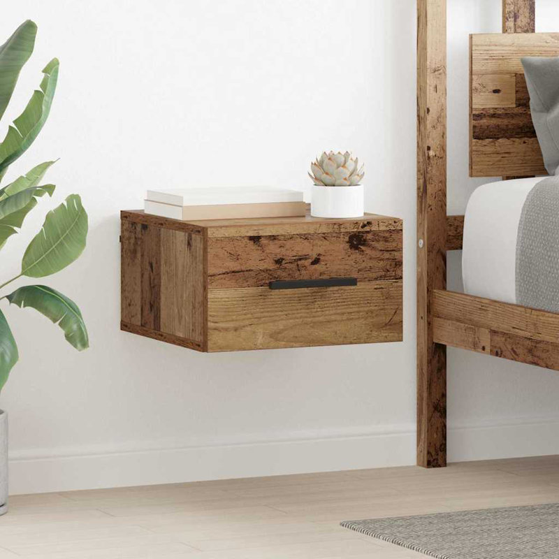 35.00cm W Manufactured Wood Bedside Table, Old Wood