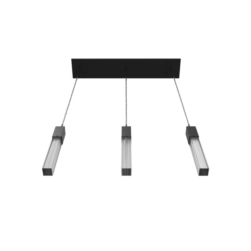 Luminaire suspendu en verre clouté à 3 lumières de la collection Boa, Noir mat