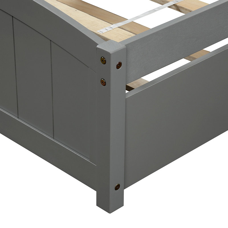 Lit plateforme avec lit gigogne, Gris