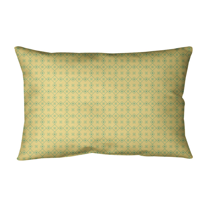 Coussin lombaire en coton Katelyn Elizabeth Doily, Pas de bourre, Jaune / vert / vert