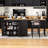 K&K 74.8" Kitchen Island With Extendable Dining Table, Kitchen Storage Cart With 3 Drawers, Power Outlet, Rolling Kitchen Island On Wheels With Spice Rack And 2 Door Cabinet, For Kitchen, Black-275159614