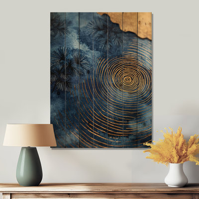 Mysteries Of Aqua Wood Slice I - Tree Wood Wall Decor - On Natural Pine Wood