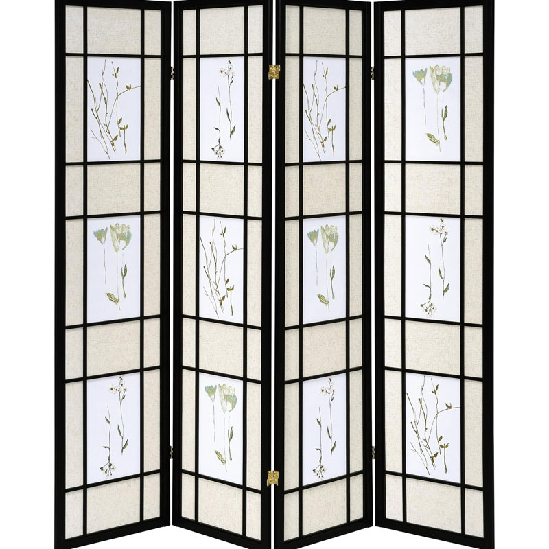 Paravent noir encadré avec imprimé floral artistique - rehausser le décor
