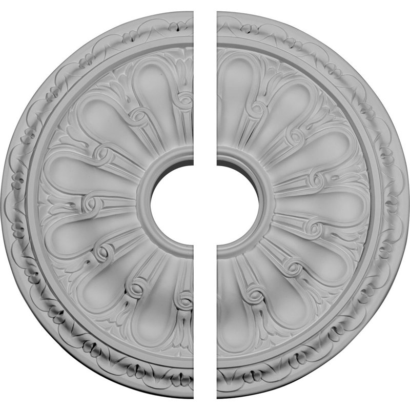 Médaillon Endurathane Kirke de plafond de 15 3/4 po de diamètre x 3 1/2 po de diamètre intérieur x P 5/8 po (convient aux auvents jusqu'à 3 3/4 po), deux pièces, apprêté en usine