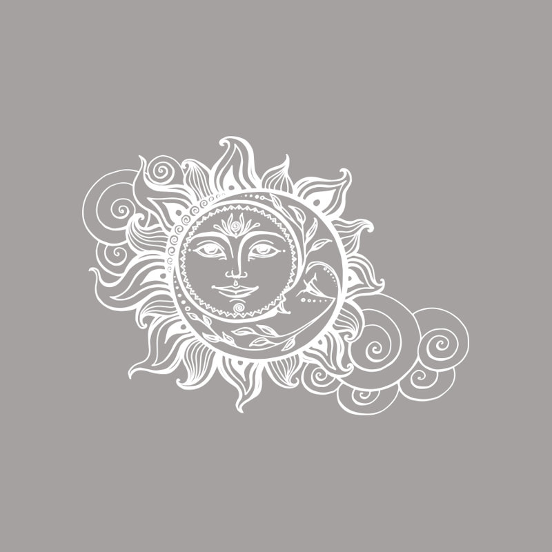 Décalcomanie murale soleil et lune, Blanc