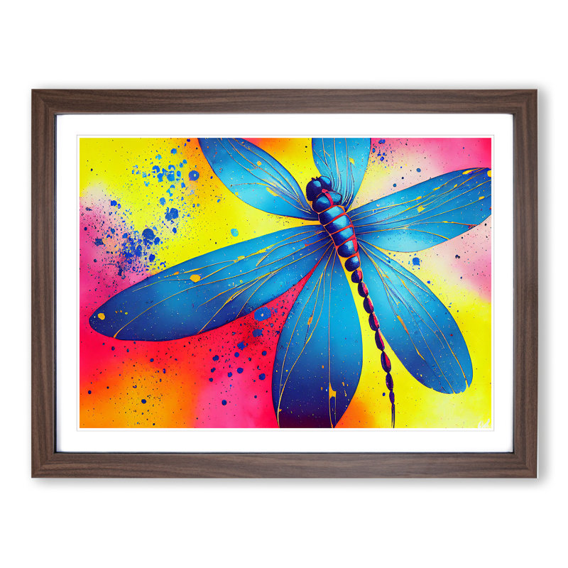 Dragonfly Splash Vol.1 Abstract - Single Picture Frame Print, Walnut Framed, 34cm H x 46cm W x 2cm D
