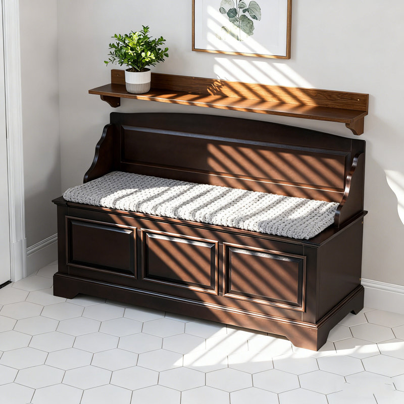 Banc de rangement pour chaussures avec rangement caché et coussin, Espresso