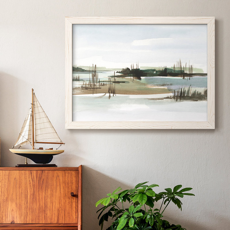 " Marsh Reeds I " Print, White Framed, 26" H x 38" W x 1.5" D