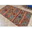 Tapis turc rétro vintage rouge avec motif Oushak parfait pour la chambre à coucher