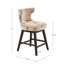 Siège pivotant de l 21 po x H 37 po - Revêtement beige, bois de café foncé, siège en bois massif et contreplaqué, finition, assemblage requis