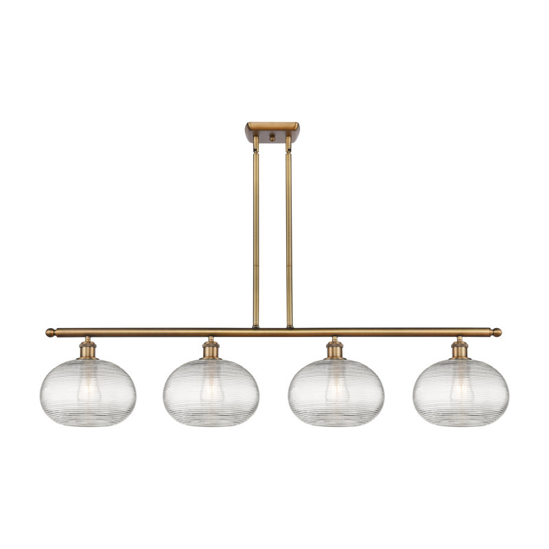Luminaire suspendu pour îlot de cuisine 4 lumières Larrick, Laiton brossé