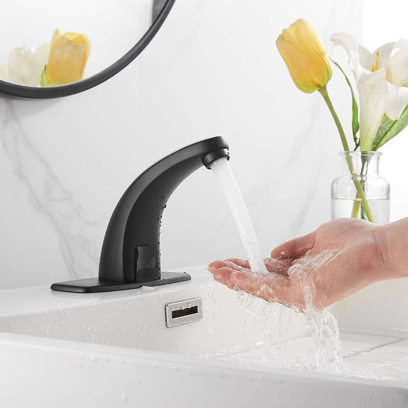 Robinet de lavabo automatique noir mat