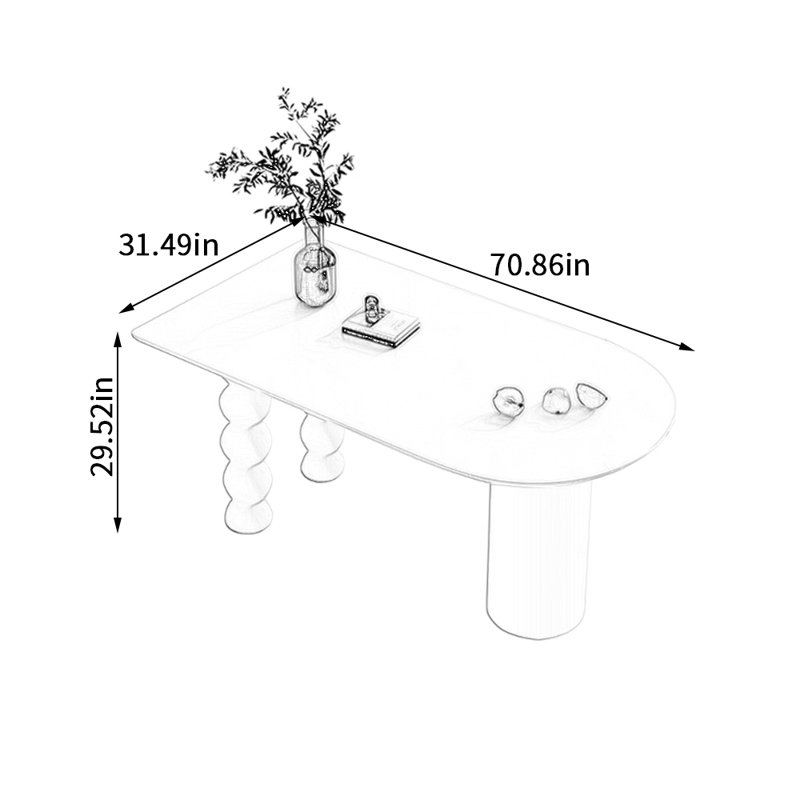 Bureau d'écriture et bureau d'ordinateur Simple Rock, H 29,52 po x l 70,86 po x P 31,49 po