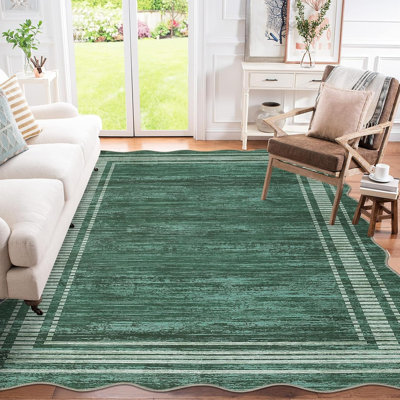 Tapis de salon festonné en velours perlé avec envers antidérapant et velours bas
