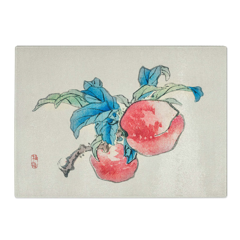 Tempered Glass Peaches by Kono Bairei Chopping Board, 28.5 cm W x 20 cm L