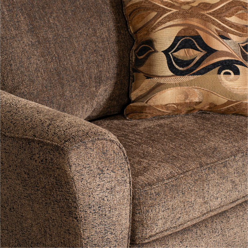 Chaise avec accoudoirs en tissu, brun, Brown