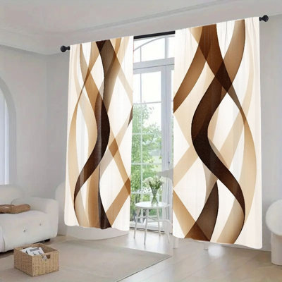 2Pcs Abstract Swirl Curtains Light Filtering Rod Pocket Window Drapes for Living Room Bedroom Kitchen Home Decor