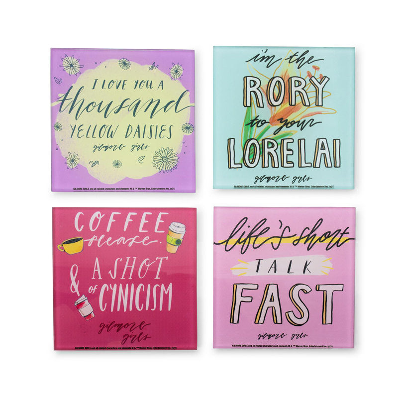 Glass Square 4 Piece Coaster Set