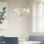 Lampe de table à 4 lumières de 20 po de large à nervures en verre à DEL géométrique intégrée - noir mat-107175682