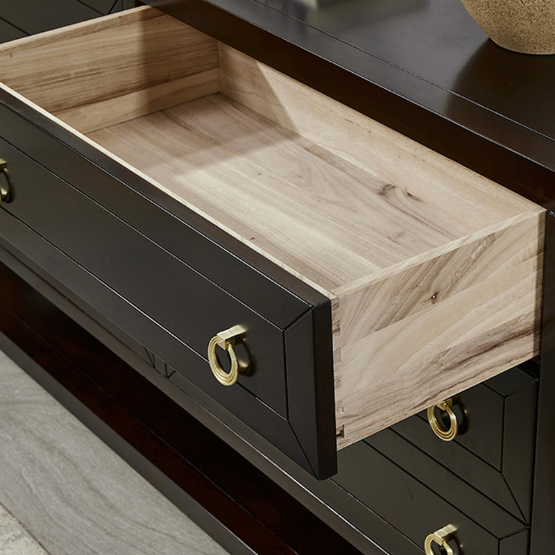 Solid  Camphor Wood Entryway  Cabinet, Dark Brown Wood