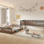 Lit superposé gris avec - fait pour le confort et grand lit double au-dessus du grand lit, pour améliorer le décor de votre chambre à coucher