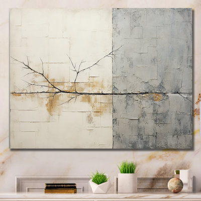 grey and white nature split - Abstract Shapes Wall Art