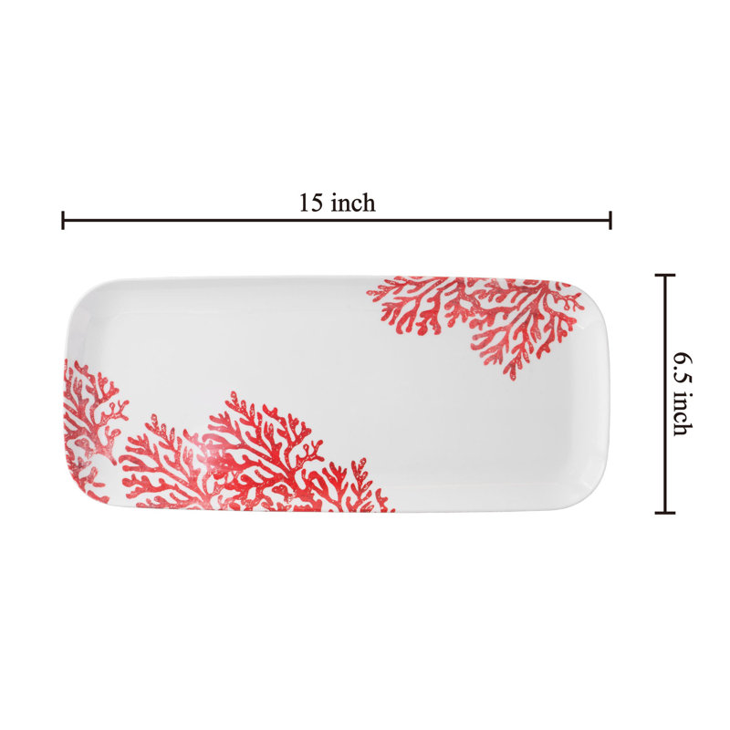 2-Piece Red Coral 15" Tray
