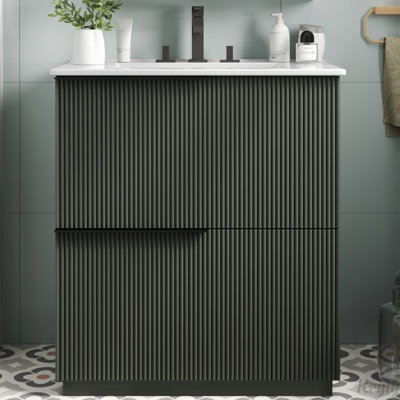 30" Bathroom Vanity with Ceramic Sink and Full-Extension Drawers