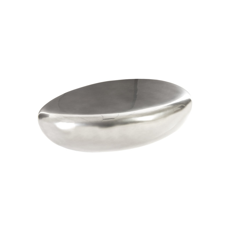 Liquid Silver Oval Acrylic and Wood Coffee Table