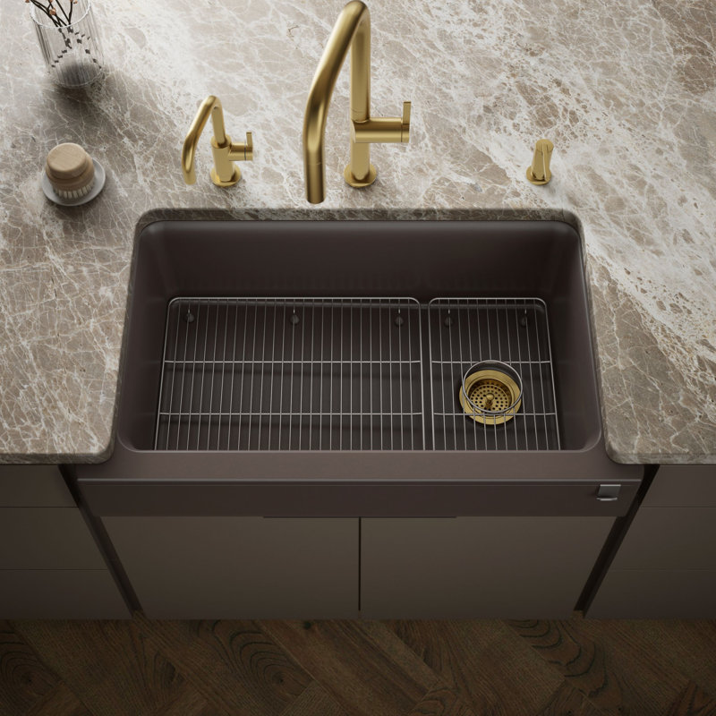 Cairn Undermount Single-Bowl Farmhouse Kitchen Sink, Matte Brown