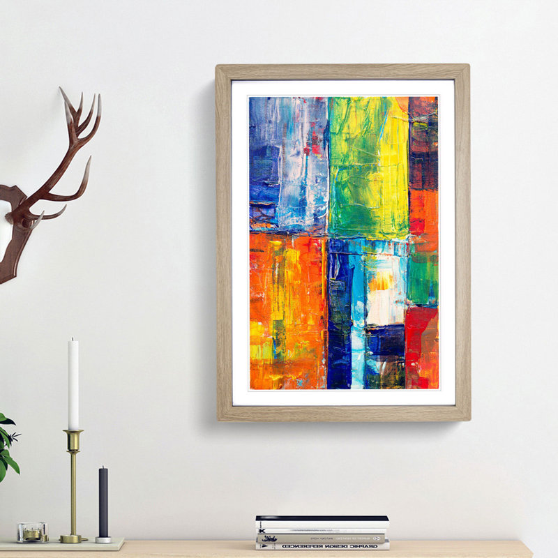 Abstract Art Painting Vol.79 by S.Johnson - Picture Frame Painting Print, 87cm H x 62cm W x 2cm D, Oak Framed