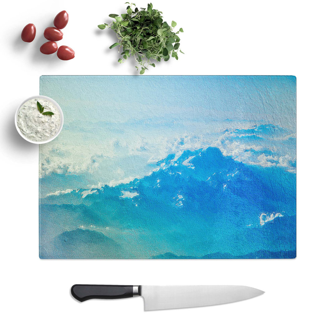 Tempered Glass Clouds Above the Mountains Chopping Board