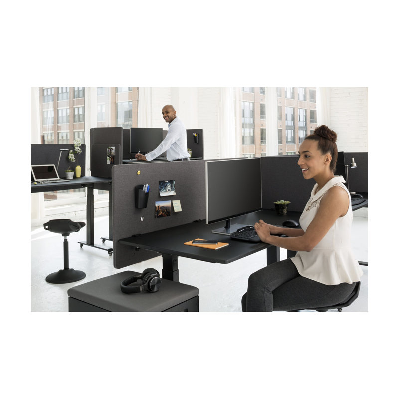Cloison de bureau en tissu 1 panneau, H 23,63 po x l 59 po x P 2,8 po, Gris cendré