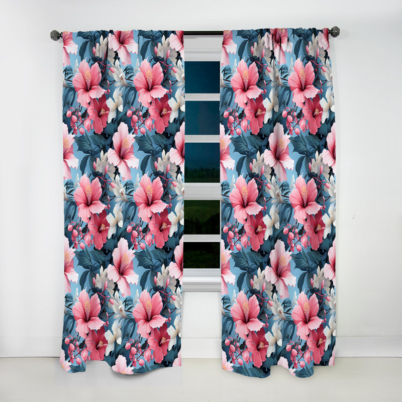 Tranquil Flora - motif tropical I - Rideau floral - Velours obscurcissant - 1 panneau, L 52 po x L 95 po