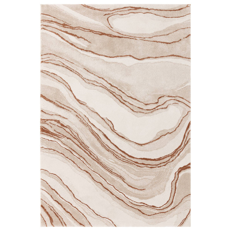 Decara Quartz Abstract High-Low Terracotta/Beige Area Rug, Rectangle 160 x 230 cm