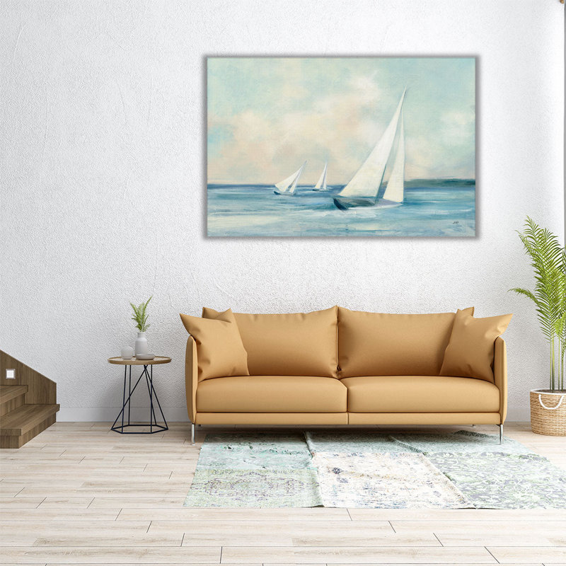 Voiliers au lever du soleil - reproduction d'art sur toile, H 16 po x l 24 po