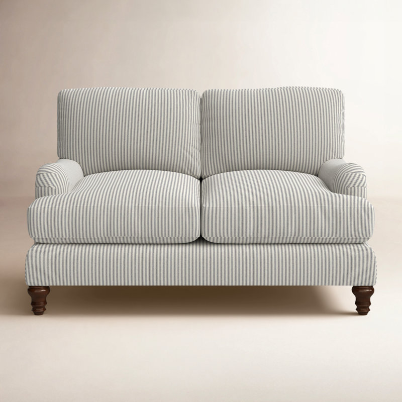 Walters 59'' Upholstered Loveseat, Cruise Adrift Striped Basketweave